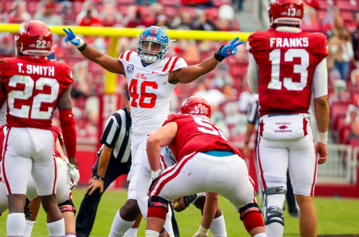 Ole Miss vs. Arkansas on Oct. 17, 2020, in Fayetteville, Arkansas.